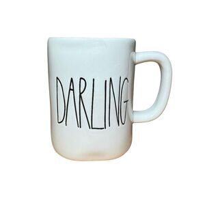 Rae Dunn Magenta DARLING Coffee Mug Cup Dishwasher Safe White